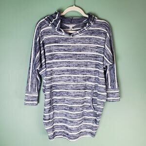Market & Spruce Womens Karlotta Hooded Dolman Knit Top Striped Stretch Sz Medium